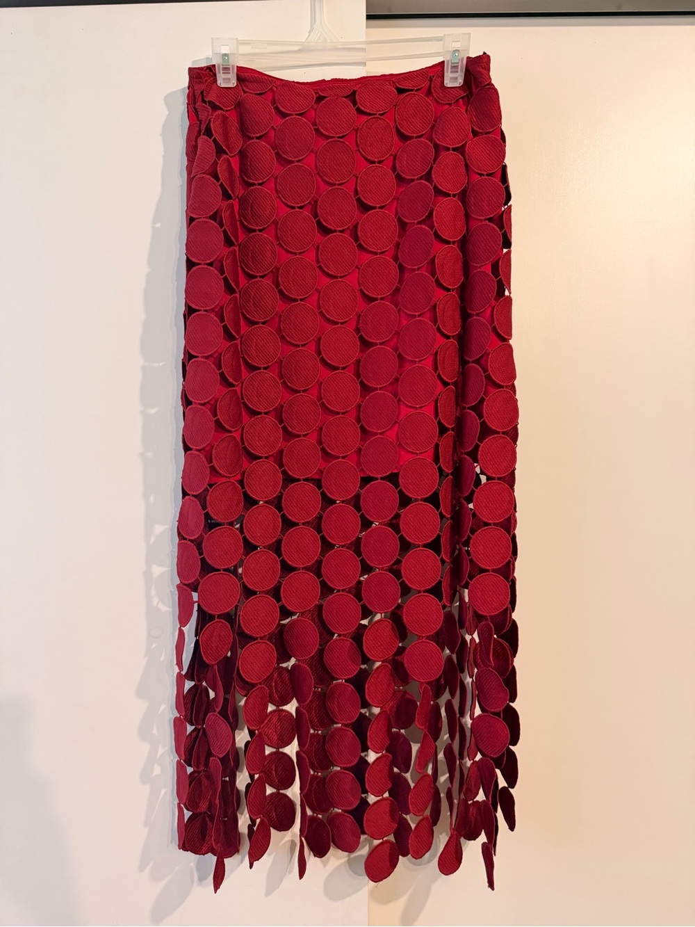 Red Circle-Detail Midi Skirt - Women